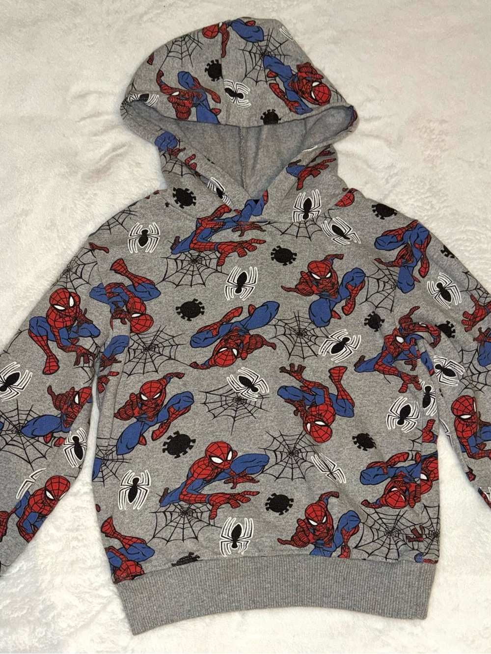 Kids Marvel Grey Spider-Man Hoodie - Character Print size 5